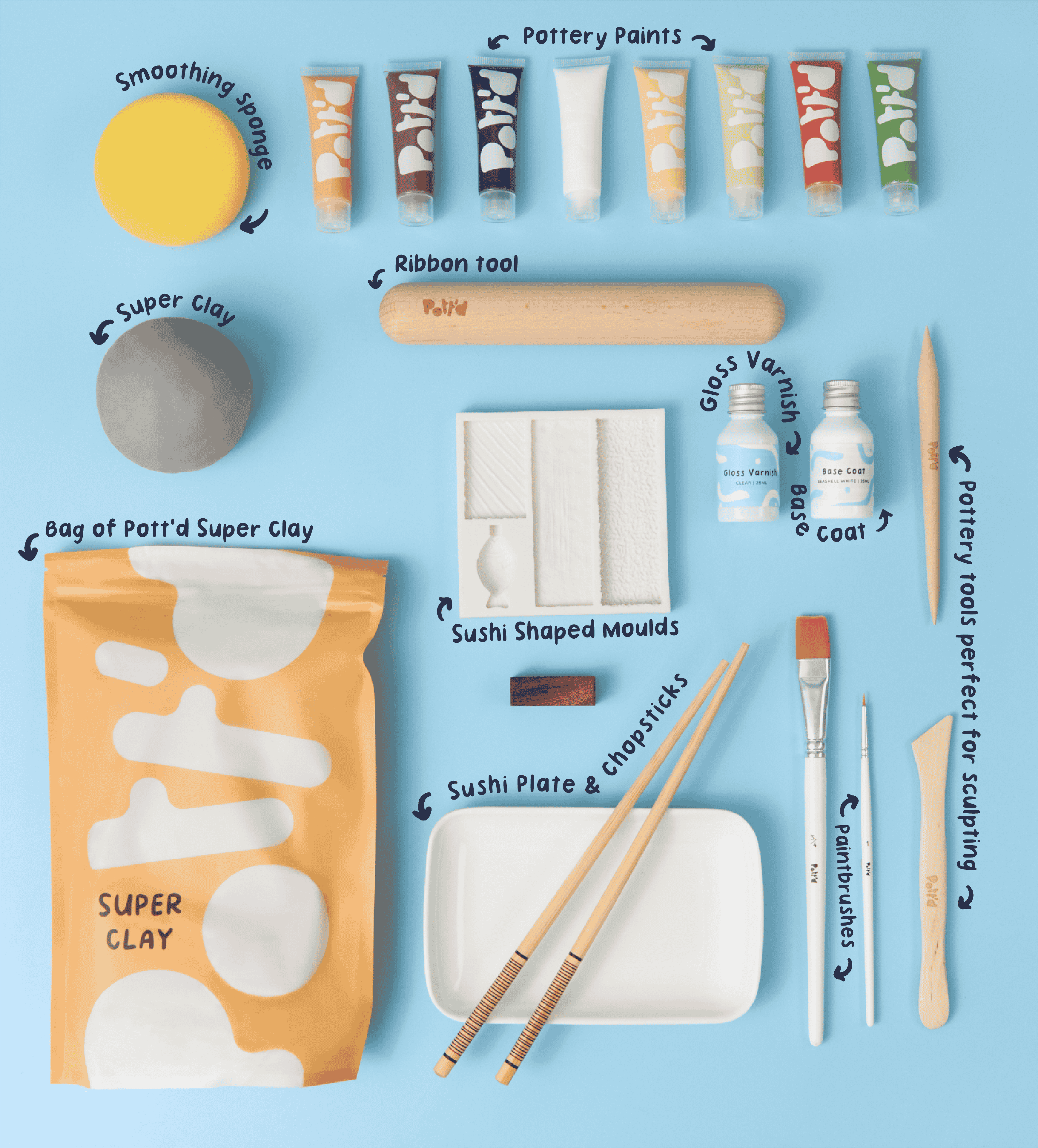 Pott'd Projects Sushi Creations kit ceramica sushi fai da te