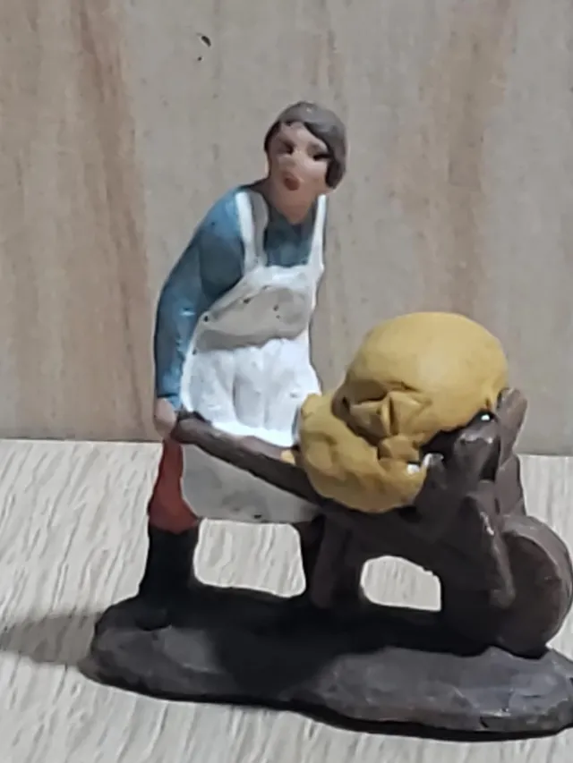 Ditta Montanini Pastori in terracotta TC30028 statuina con carro