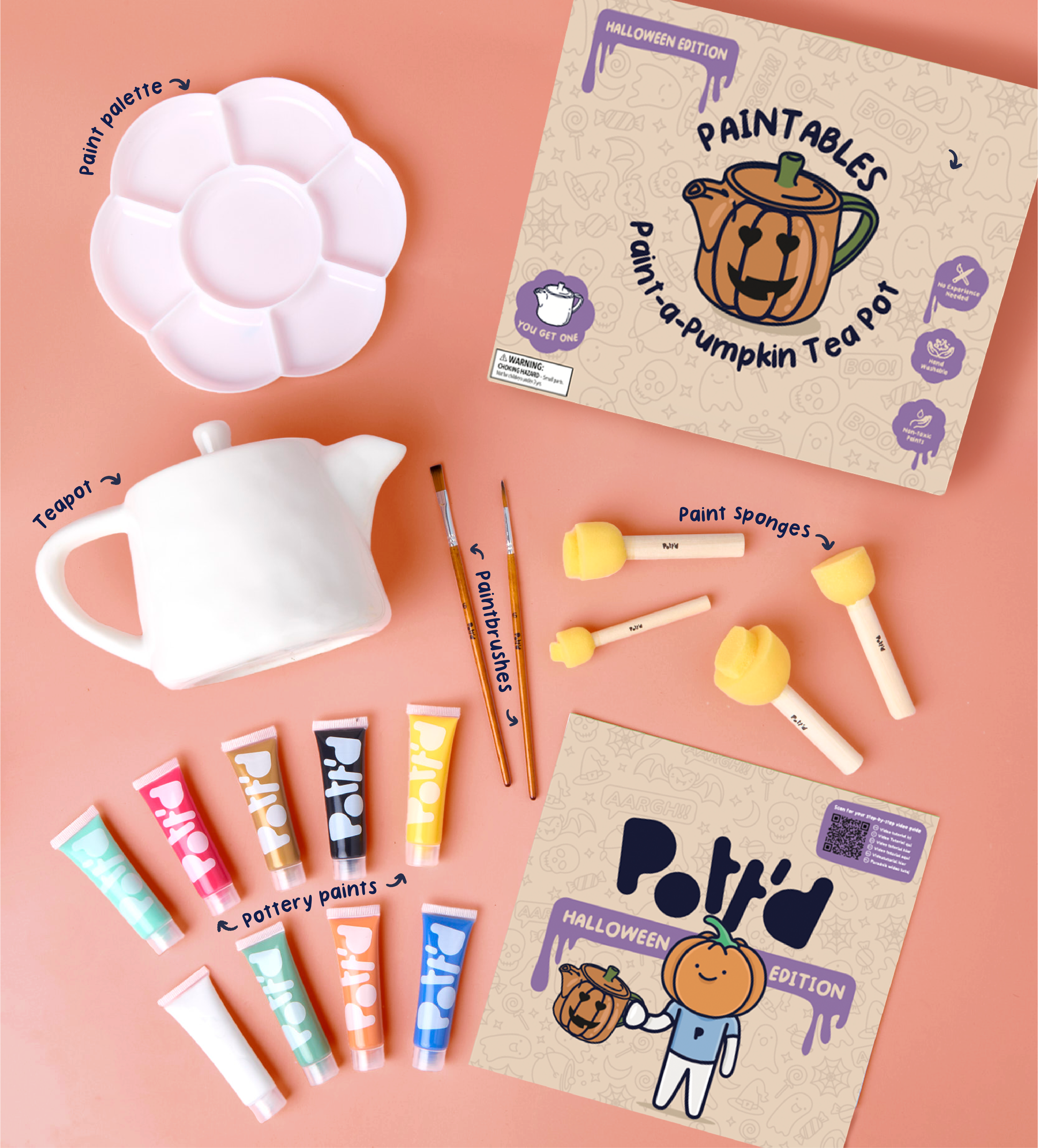 Pott'd Spooky Sips teiera halloween kit ceramica x2