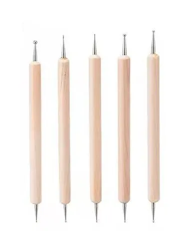 Set 5 stilo goffratura legno metallo doppia punta