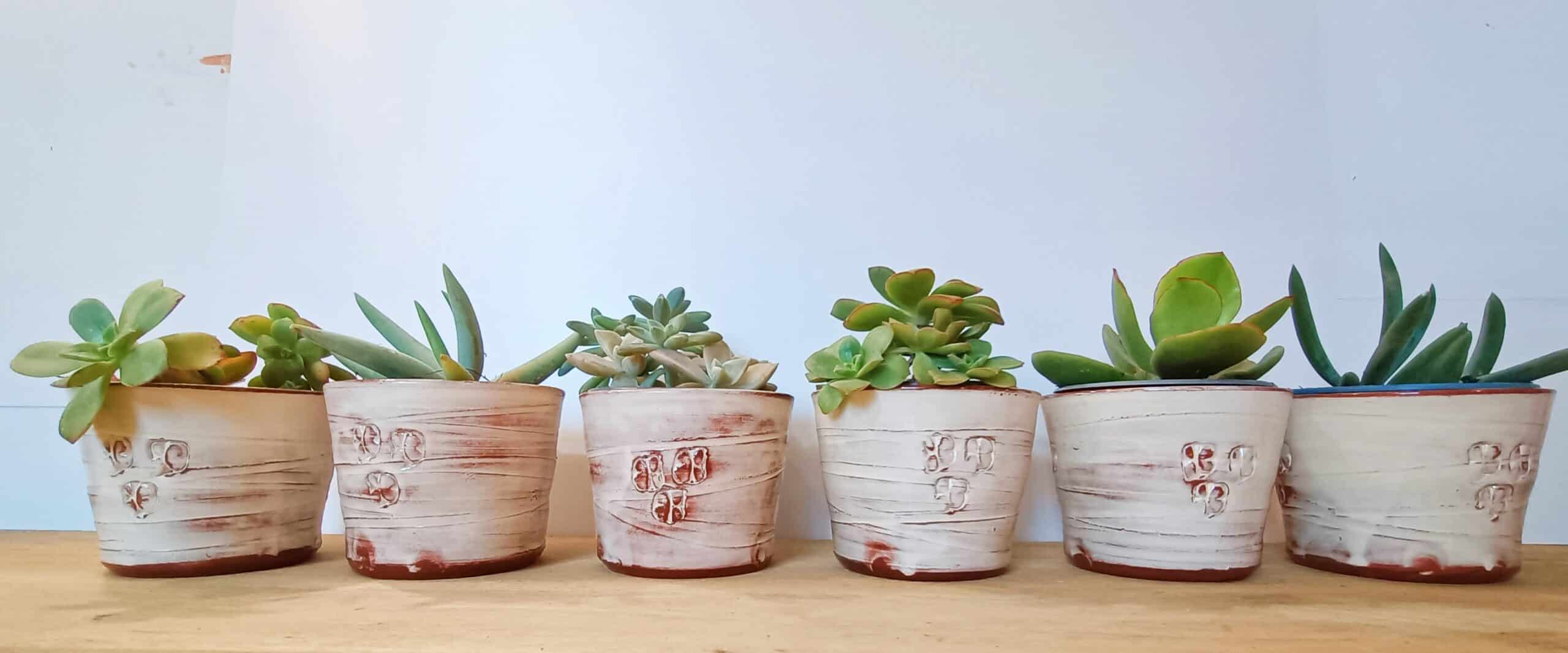 OrientéObjets Pieds Paquets cache-pot ceramica con succulenta