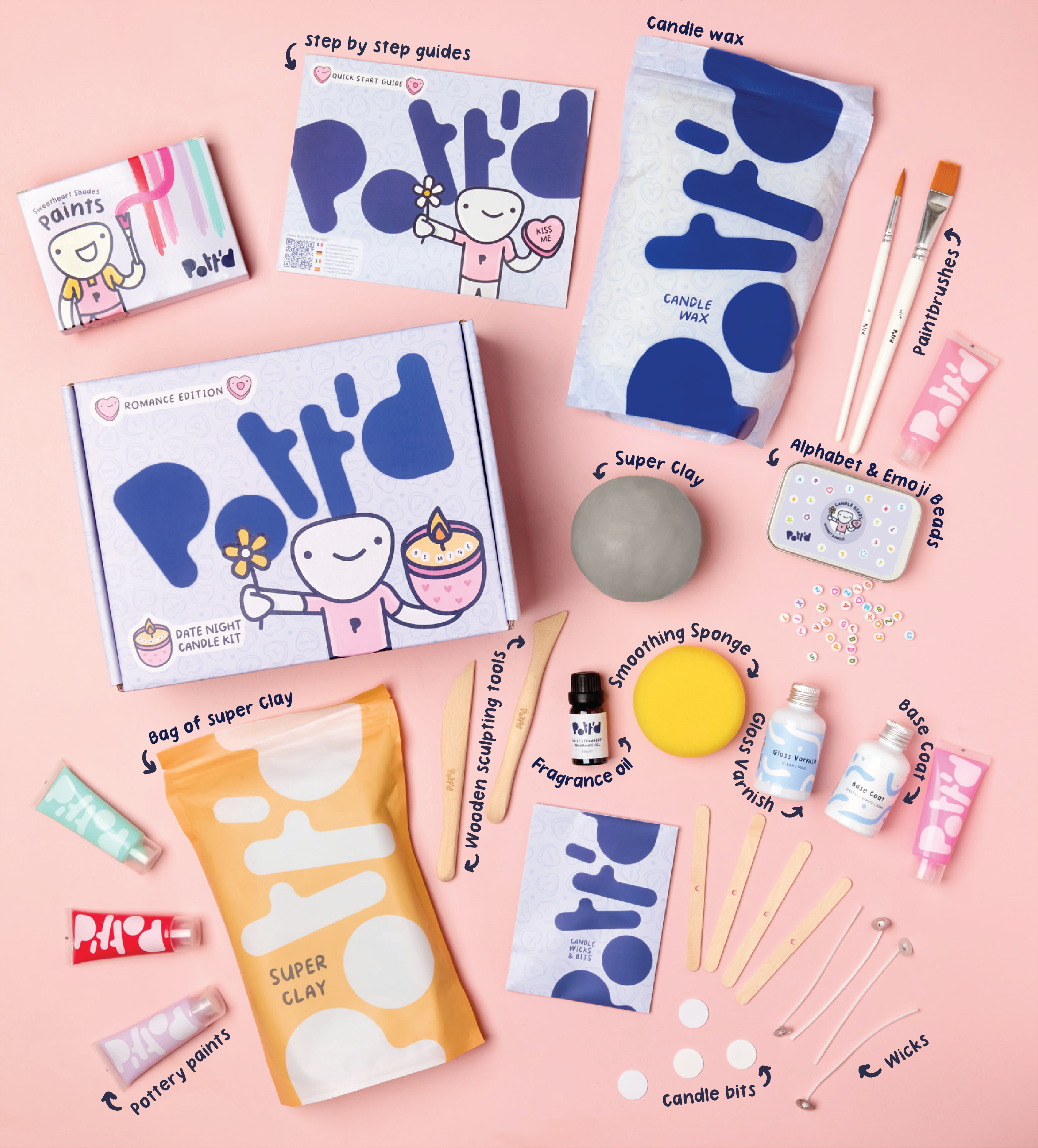 Pott'd Home Pottery Kits Date Night kit candele coppia fai da te