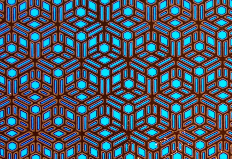 Cbs Borderline Geometric Pink Teal vetro dicroico 1/4 foglio