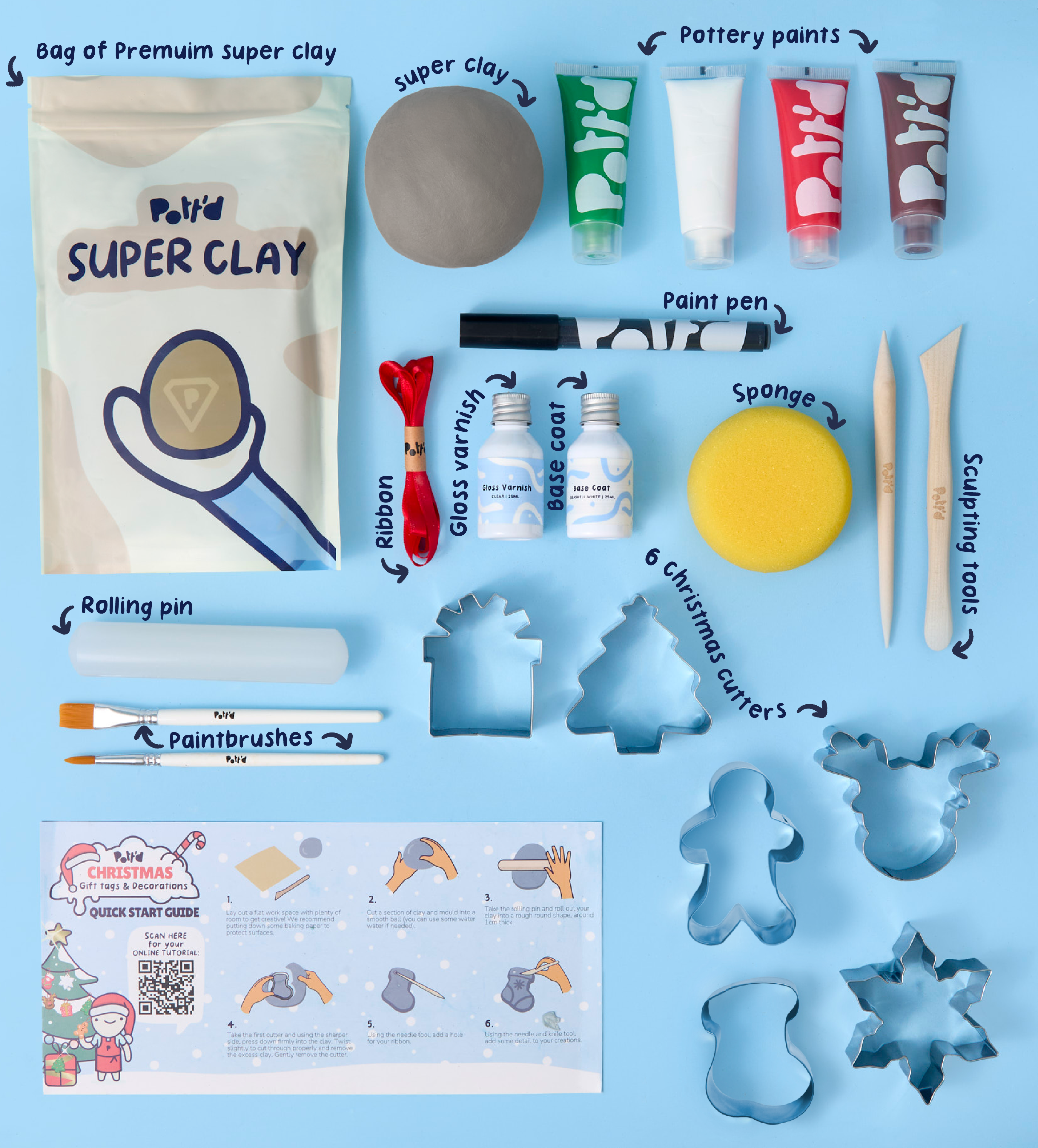 Pott'd Home Pottery Kits Christmas set decorazioni natalizie