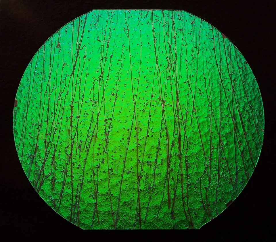 Cbs Dichroic Mardi Gras 4234 Emerald vetro 90 COE fritta