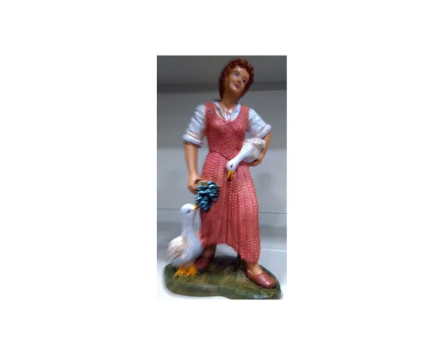Ditta Montanini G30-21 donna con oche pastore 30 cm tipo legno