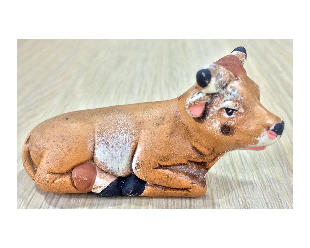 Ditta Montanini T7004 bue in terracotta statuina 7 cm