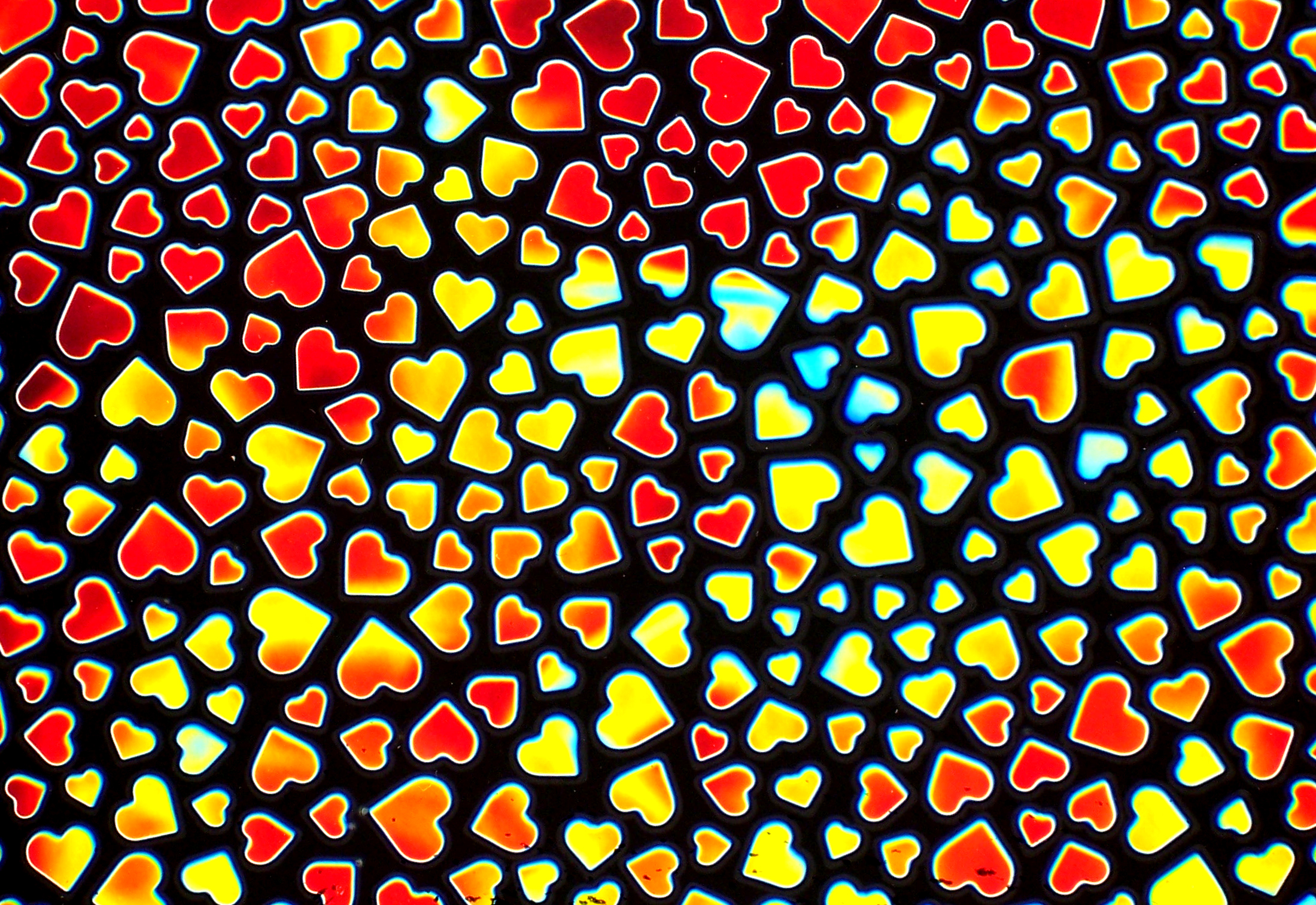 Cbs Borderline Hearts Cyan Dark Red vetro dicroico Aurora Borealis