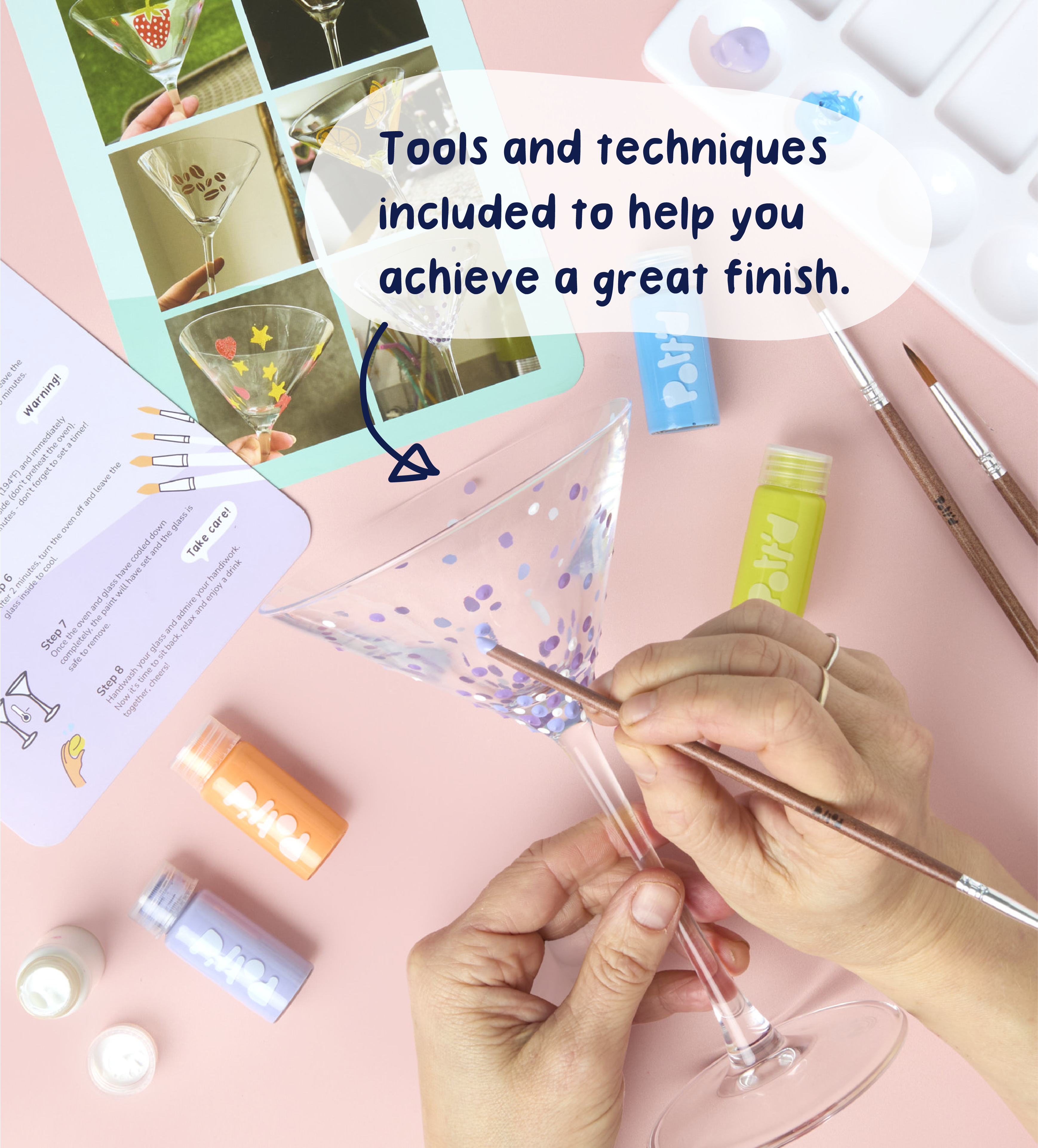Pott'd Painting Kits kit bicchieri cocktail vetro 2 pezzi