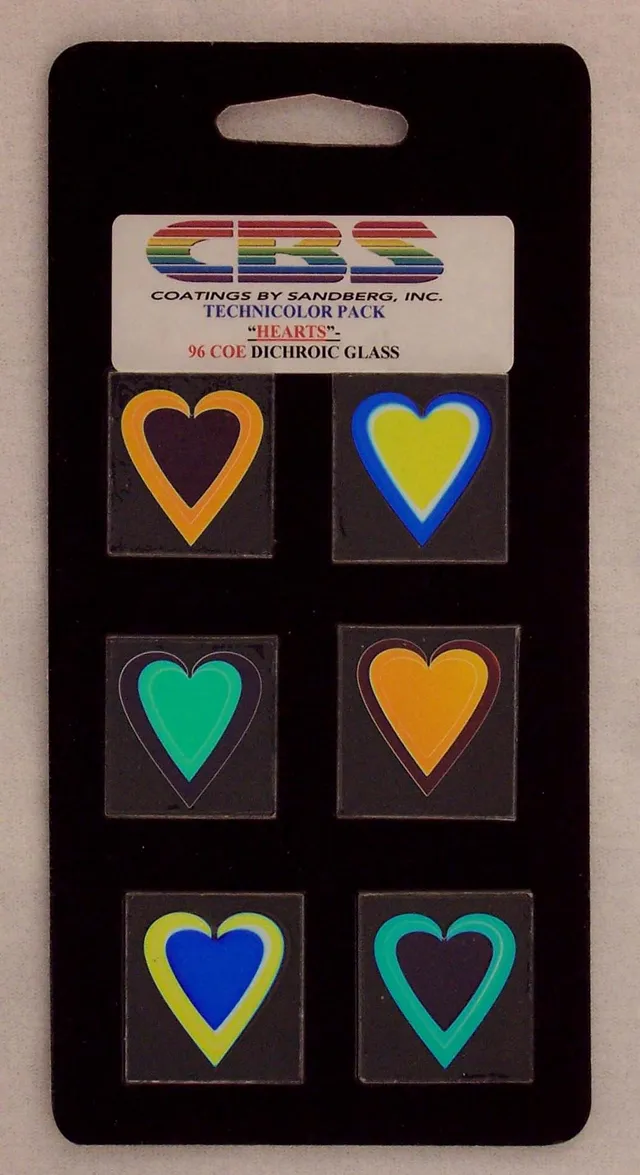 Cbs Technicolor Hearts Large vetro dicroico 6 cuori assortiti