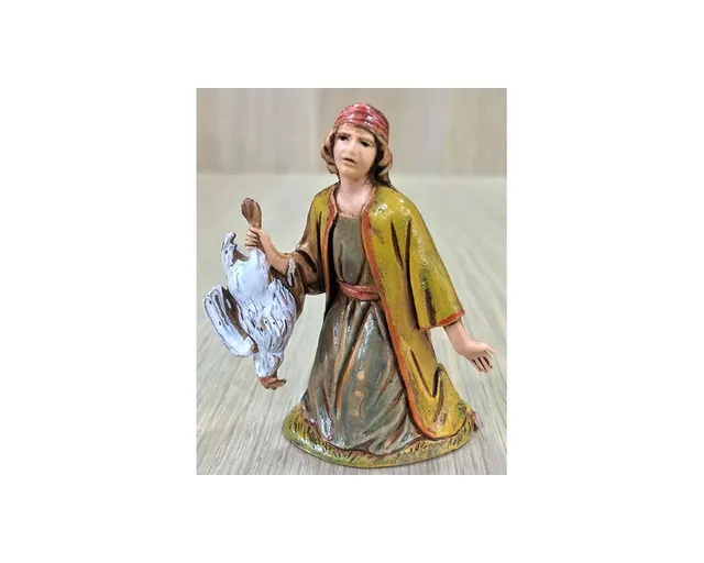 Ditta Montanini Pastori Landi 6522 statuina presepe donna con pollo