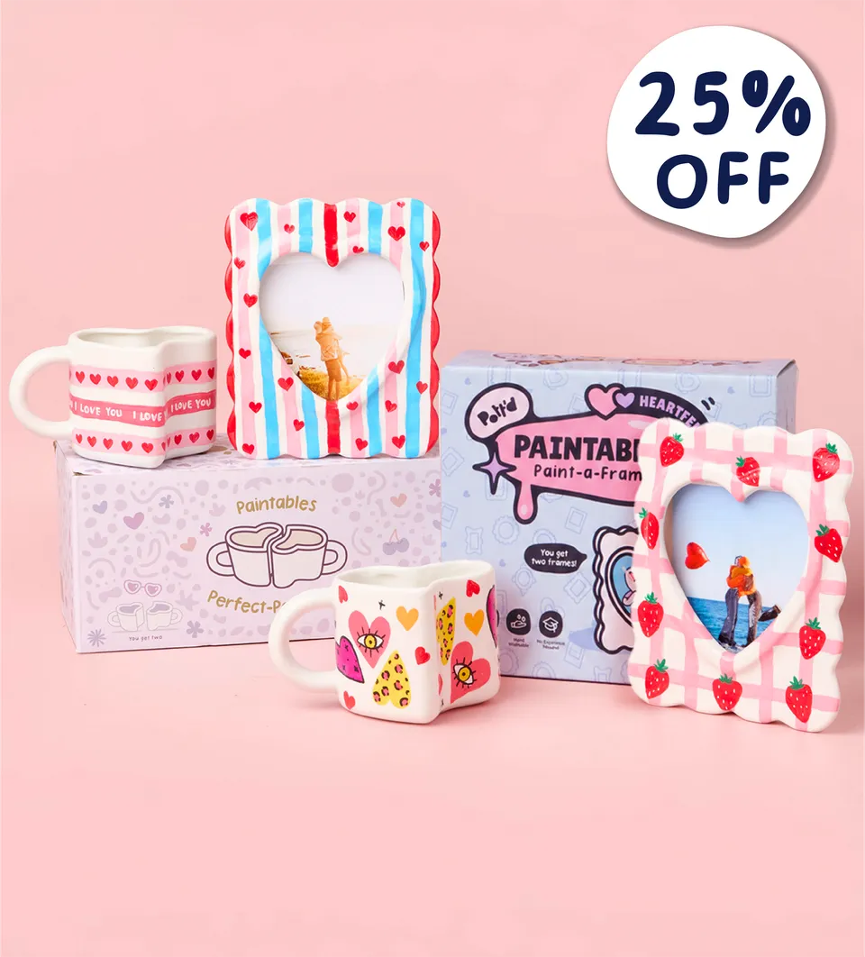 Pott'd Full of Heart set tazza e cornice fatto a mano
