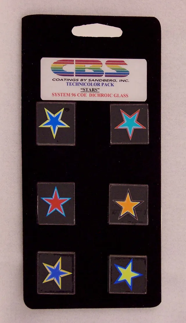 Cbs Dichroic Technicolor Stars Large stelle vetro 6 pezzi