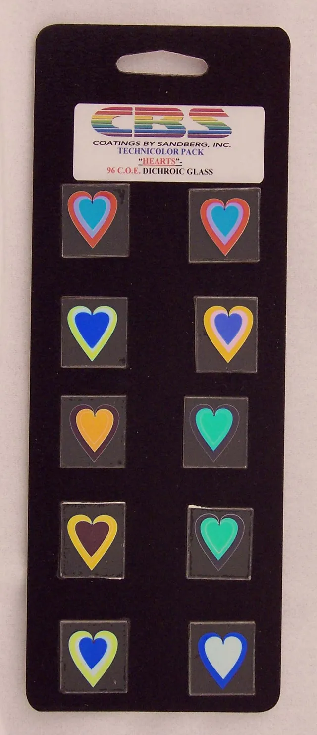 Cbs Dichroic Technicolor Hearts Medium vetro 10 cuori misti