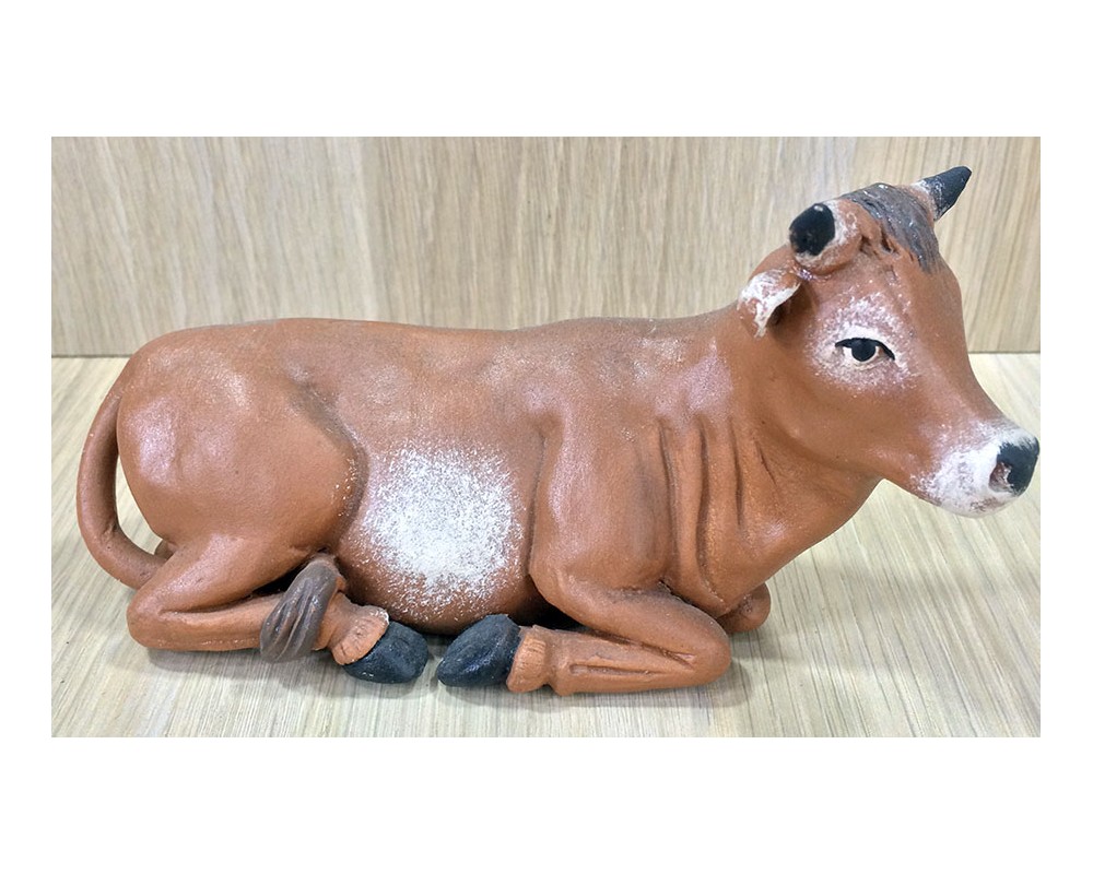 Ditta Montanini Pastori in terracotta T1604 Bue statuina 16 cm