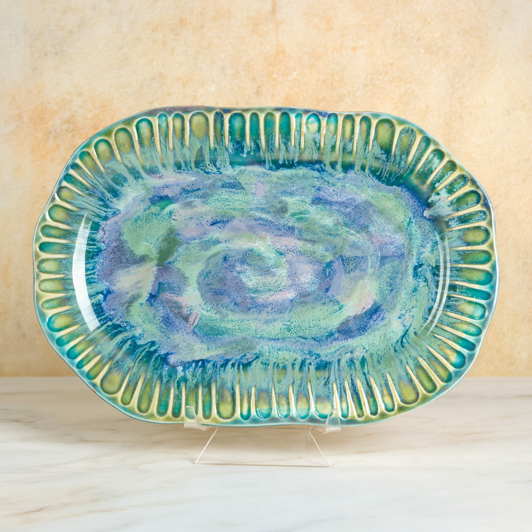 Mayco Stoneware Bisque piatto ovale Fluted Oval Platter