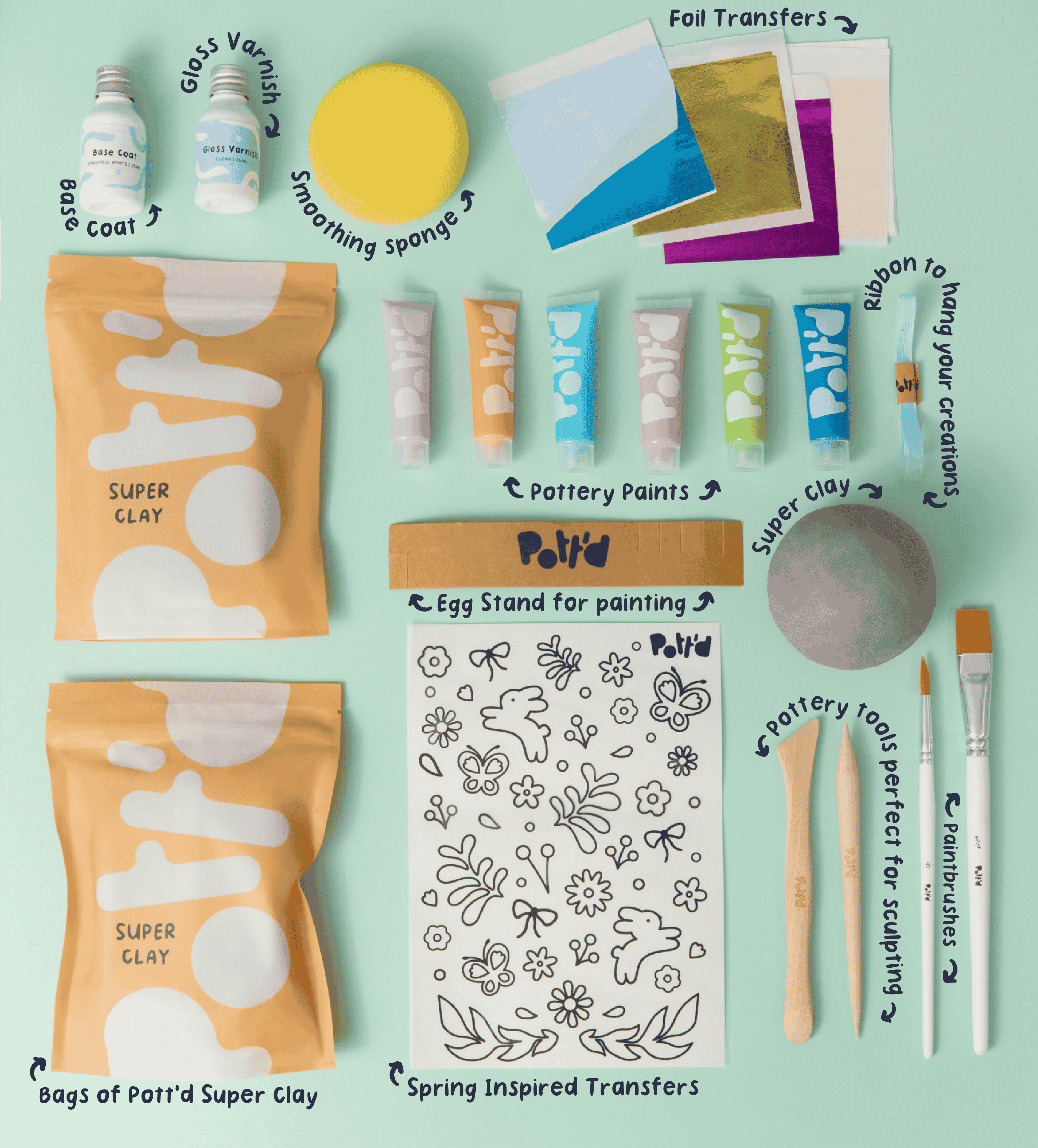 Pott'd Projects Hop'n'Hatch kit ceramica decorazioni pasquali