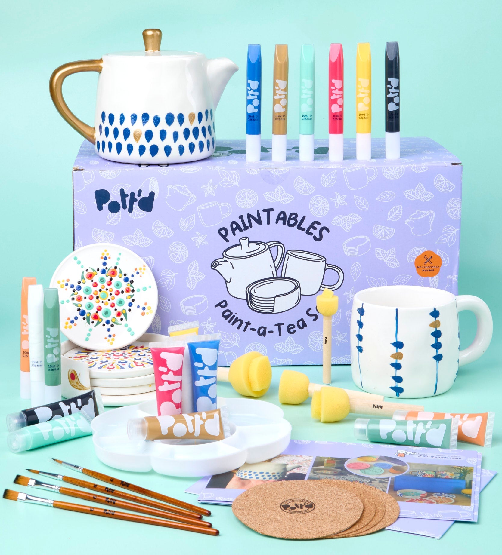 Pott'd Painting Kits Paint-a-Tea Set Kit Tazze Ceramica Solo