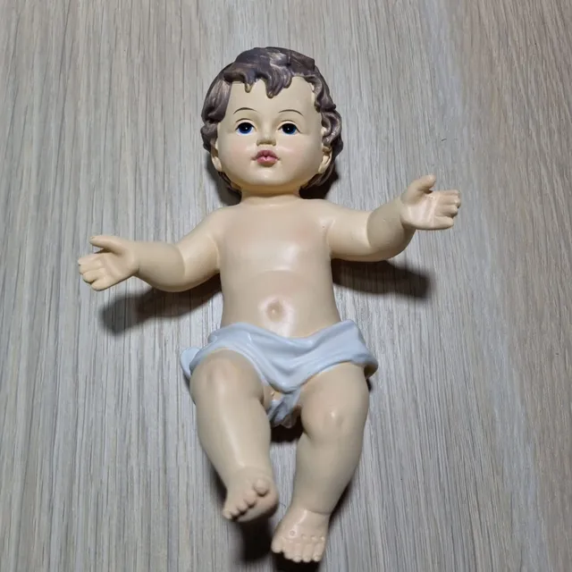 Ditta Montanini Natività Bimbo Gesù statuina resina 15 cm