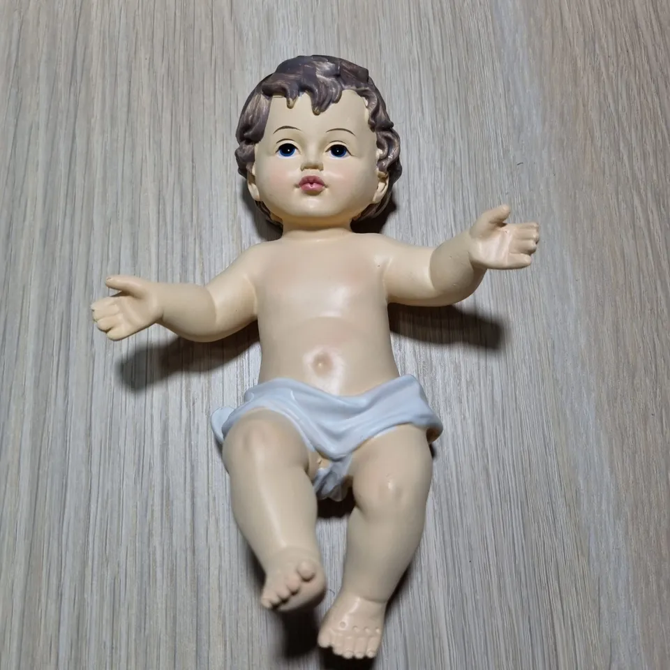 Ditta Montanini Natività Bimbo Gesù statuina resina 15 cm