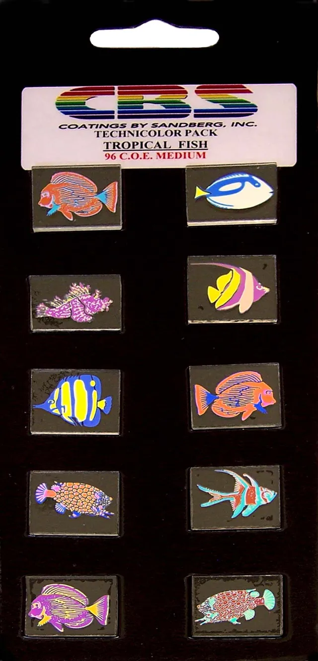 Cbs Dichroic Technicolor Fish Medium vetro dicroico 10 pezzi 96 COE