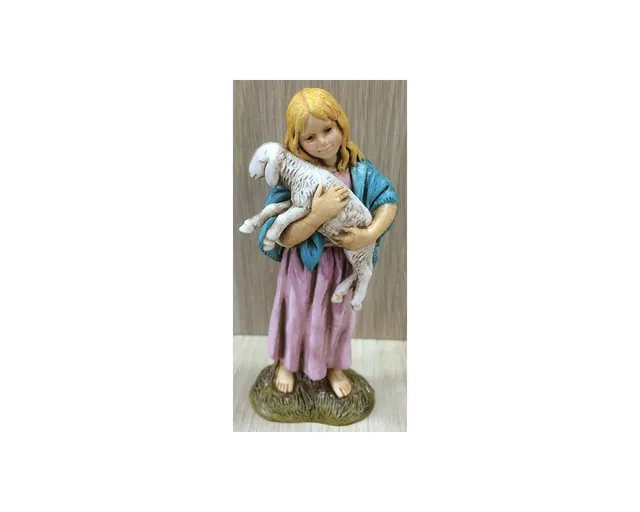 Landi 1256-04 Bimba con agnello statuina presepe 12 cm