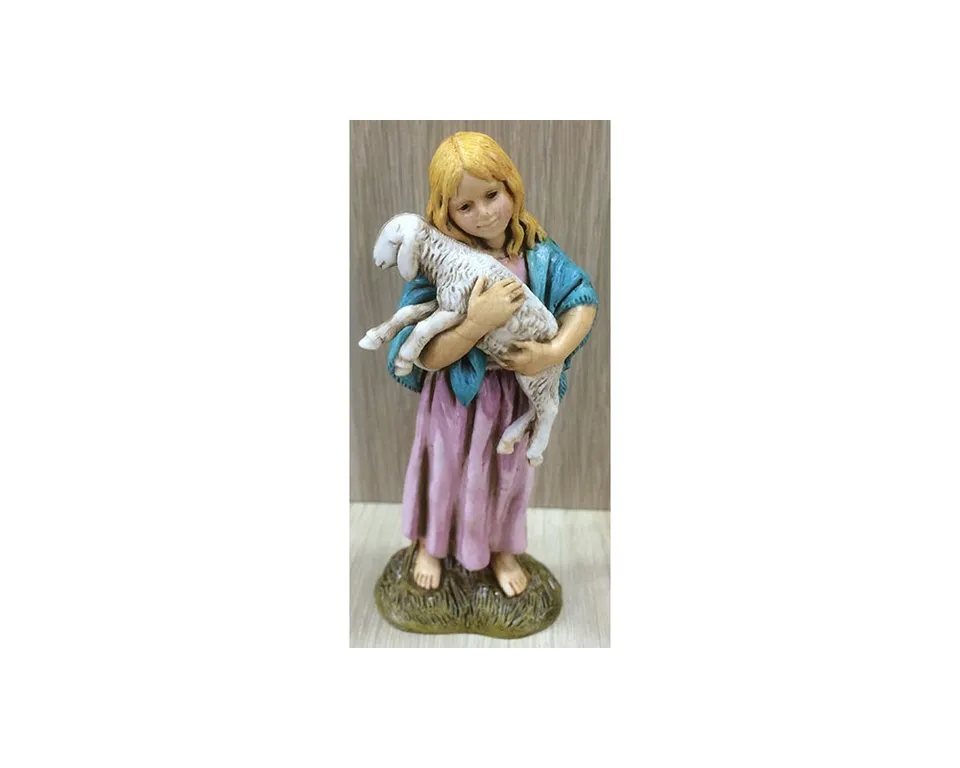 Landi 1256-04 Bimba con agnello statuina presepe 12 cm