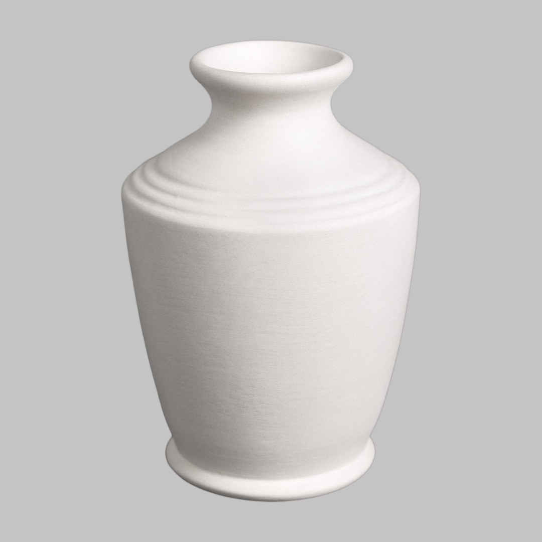 Mayco Stoneware Bisque Ringed Bud Vase vaso bisque anellato