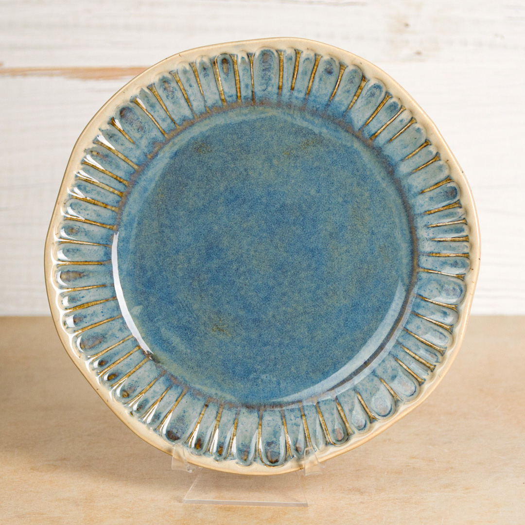 Mayco Stoneware Bisque Fluted Dinner Plate piatto biscotto grande