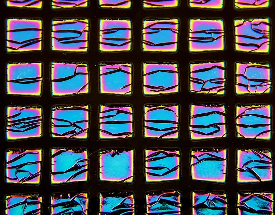 CBS Crinklized Square 3 vetro dicroico motivo quadri tondo