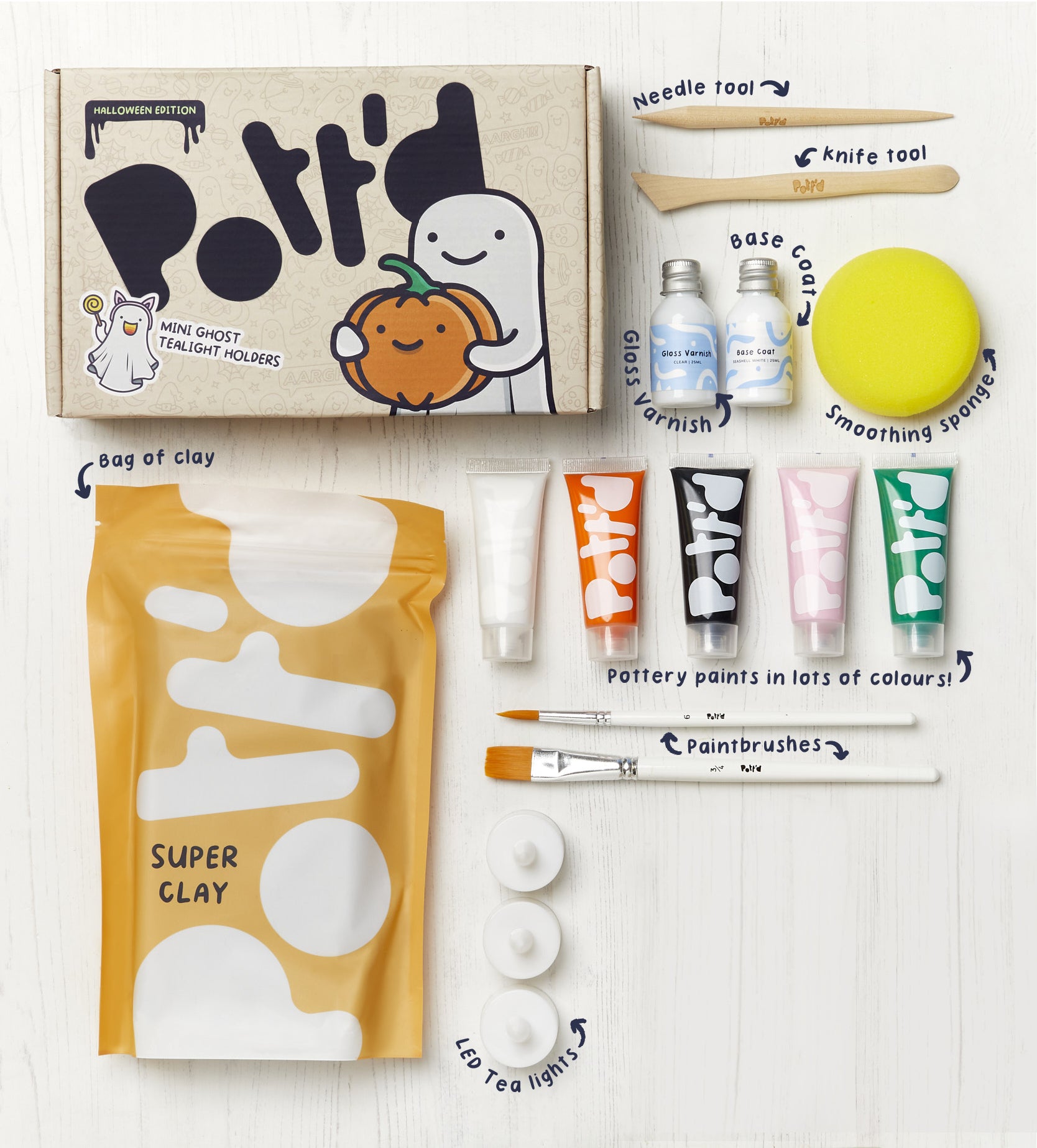Pott'd Projects Halloween Kit Fantasmi Portacandele Trio