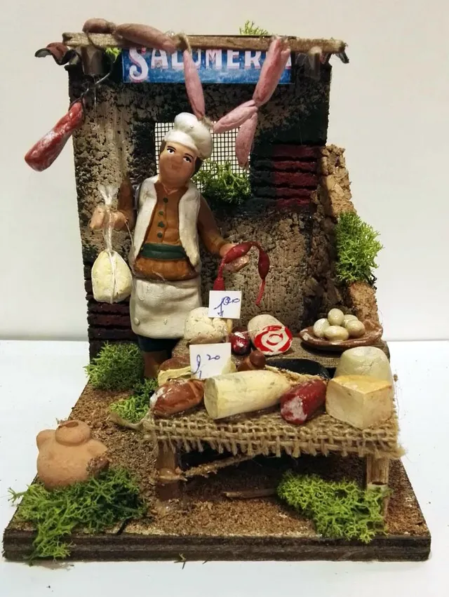 Pastori Landi PM10-5 Salumeria scena presepe 20 cm