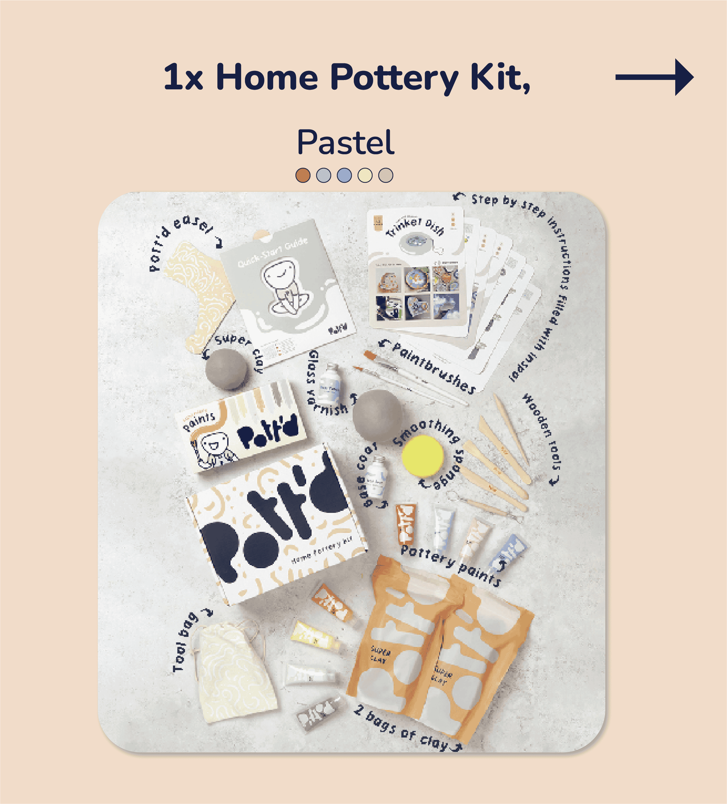 Pott'd Home Pottery Kits Deluxe kit ceramica pastello