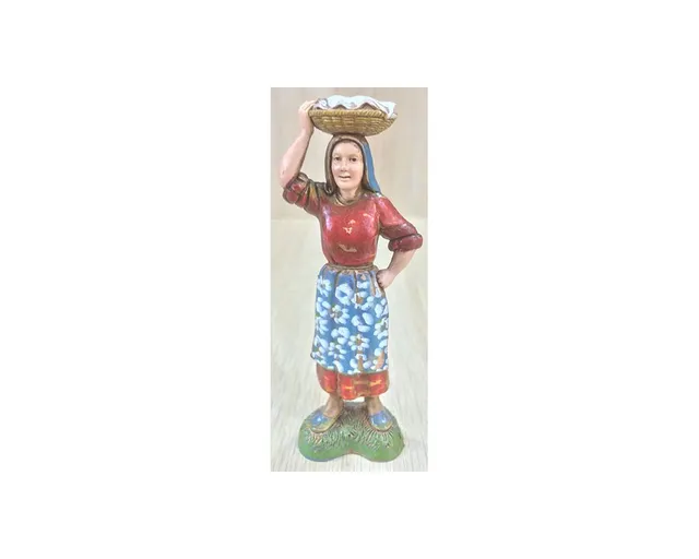 Pastori Landi 1018 donna cesto in testa statuina presepe 10 cm