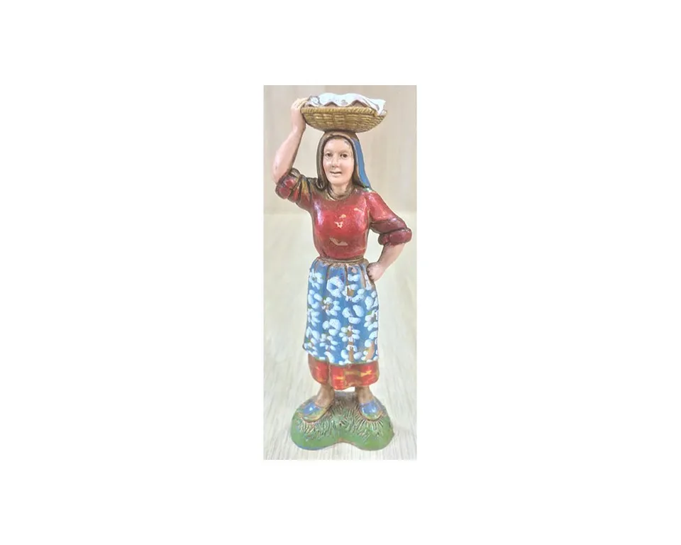 Pastori Landi 1018 donna cesto in testa statuina presepe 10 cm