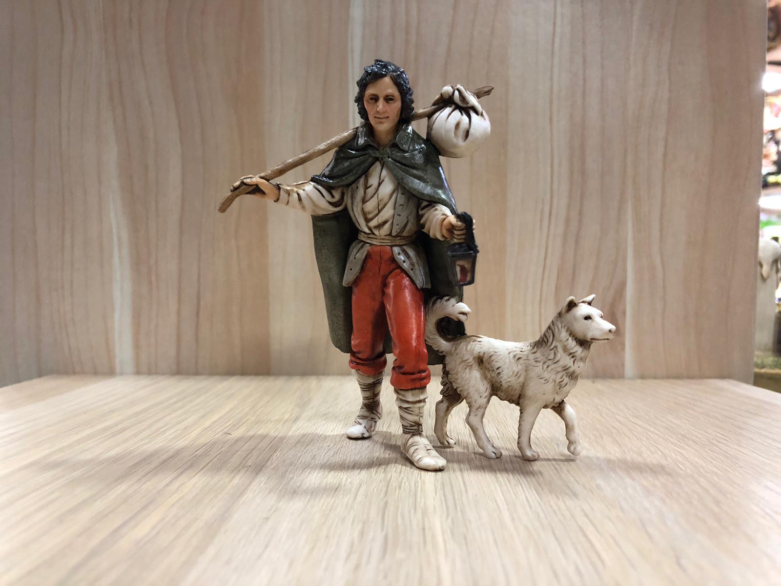 Landi GM3 viandante con cane statuina presepe 11 cm