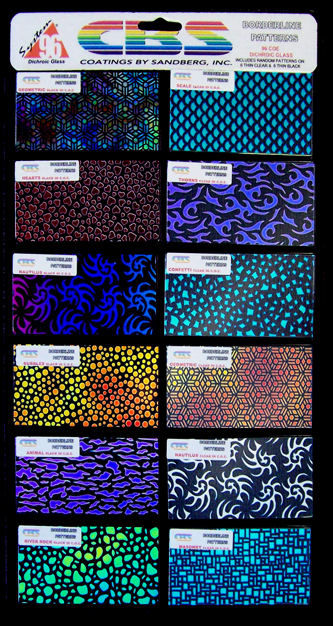 CBS Dichroic Borderline Starter Pack 96 COE kit vetro 12 pezzi