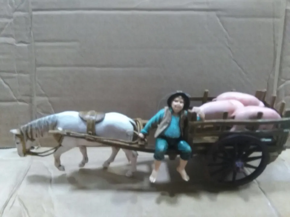 Ditta Montanini Gruppi Landi carro con maiali 10 cm presepe