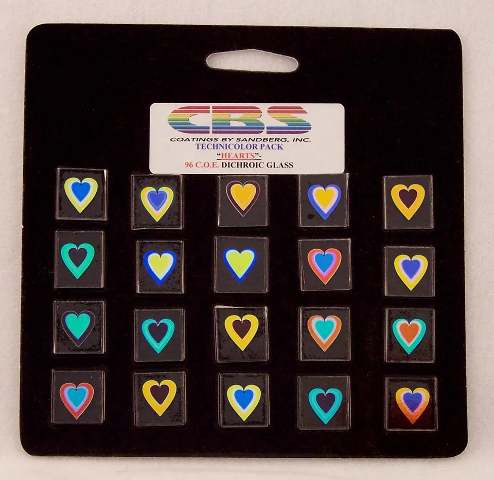 Cbs Dichroic Packaged Cuori vetro Technicolor Small 20 pz