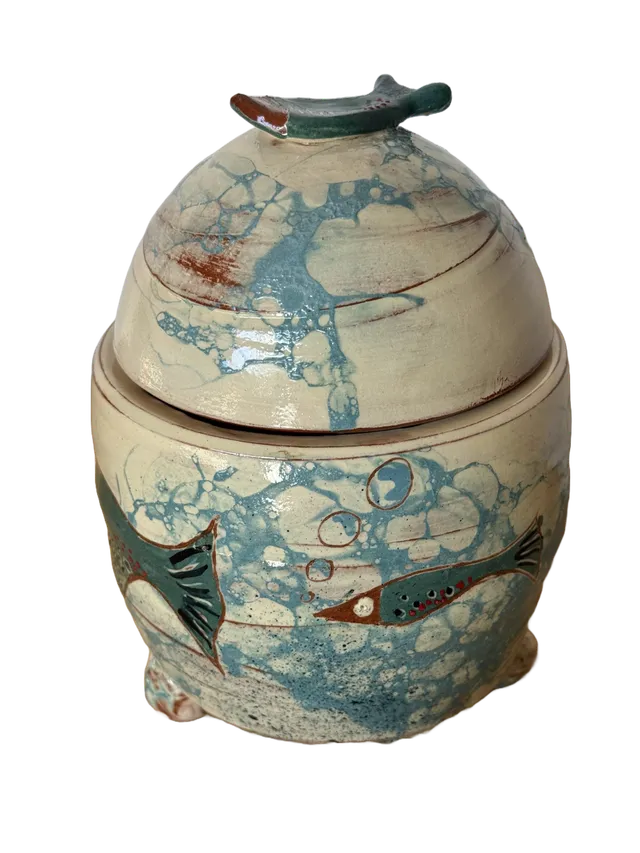 OrientéObjets Figuerolles scatola poissons ceramica