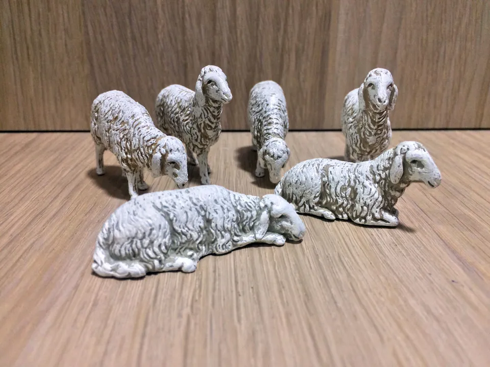 Ditta Montanini 0195-07 kit 6 pecore animali presepe 10 cm