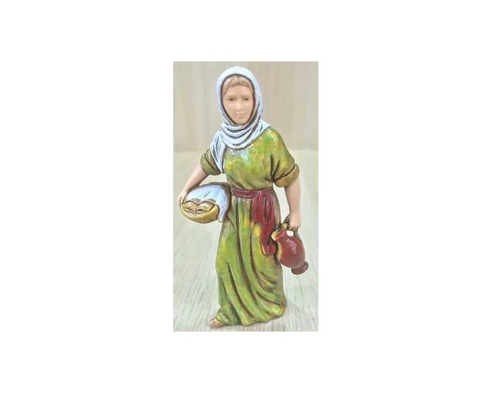Pastori Landi 8025 donna con cesto statuina presepe 8 cm