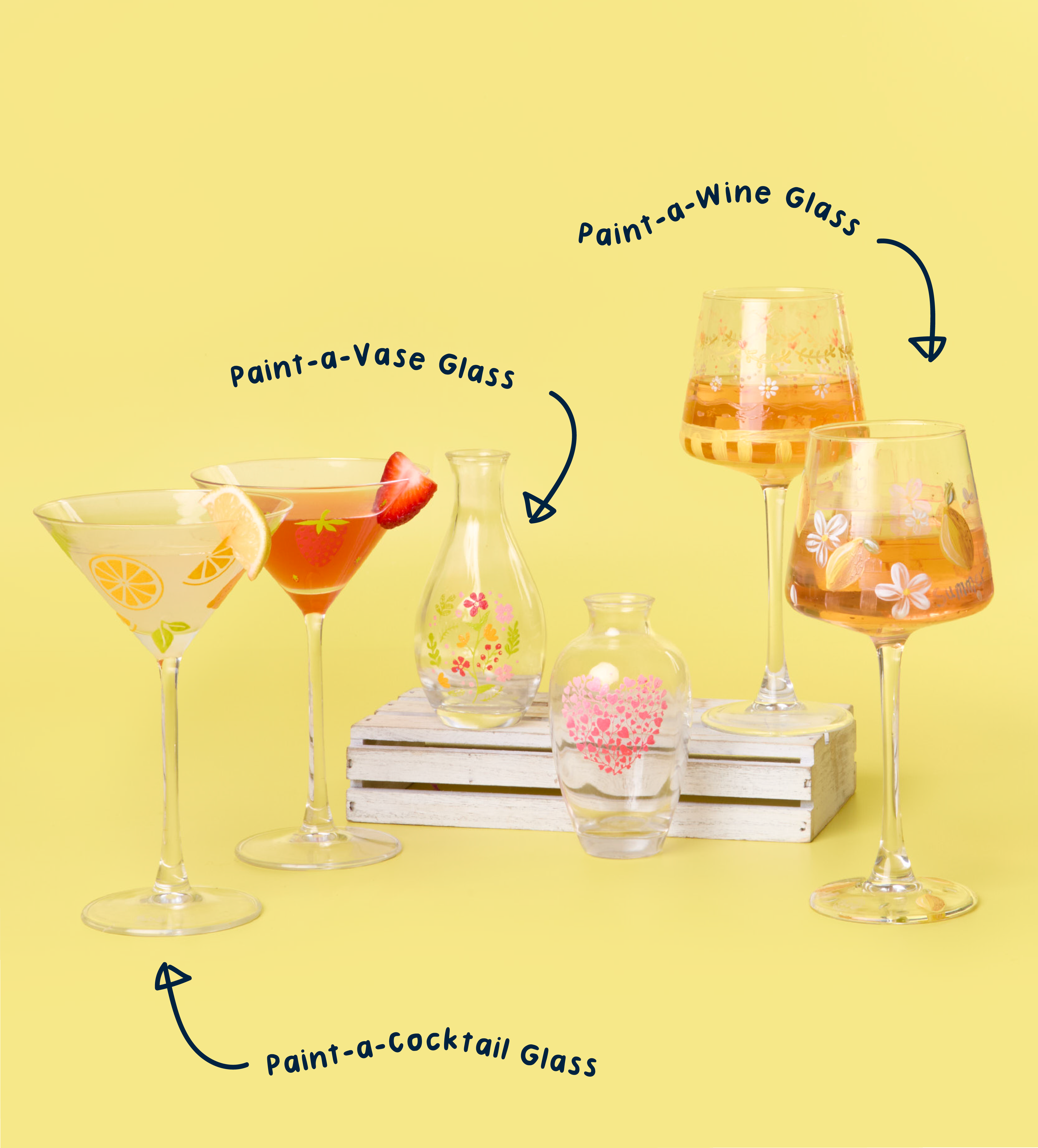 Pott'd Ultimate Glassware Bundle kit pittura vetro vaso e calici