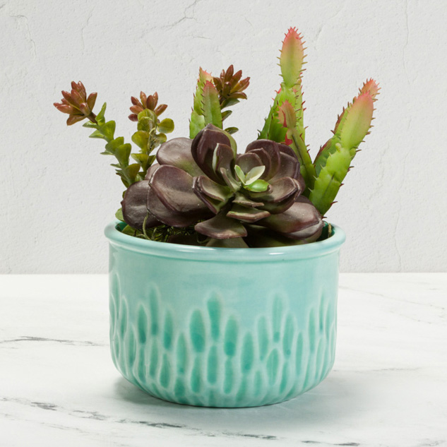 Mayco Earthenware Bisque Textured Planter vaso biscotto 3 decori