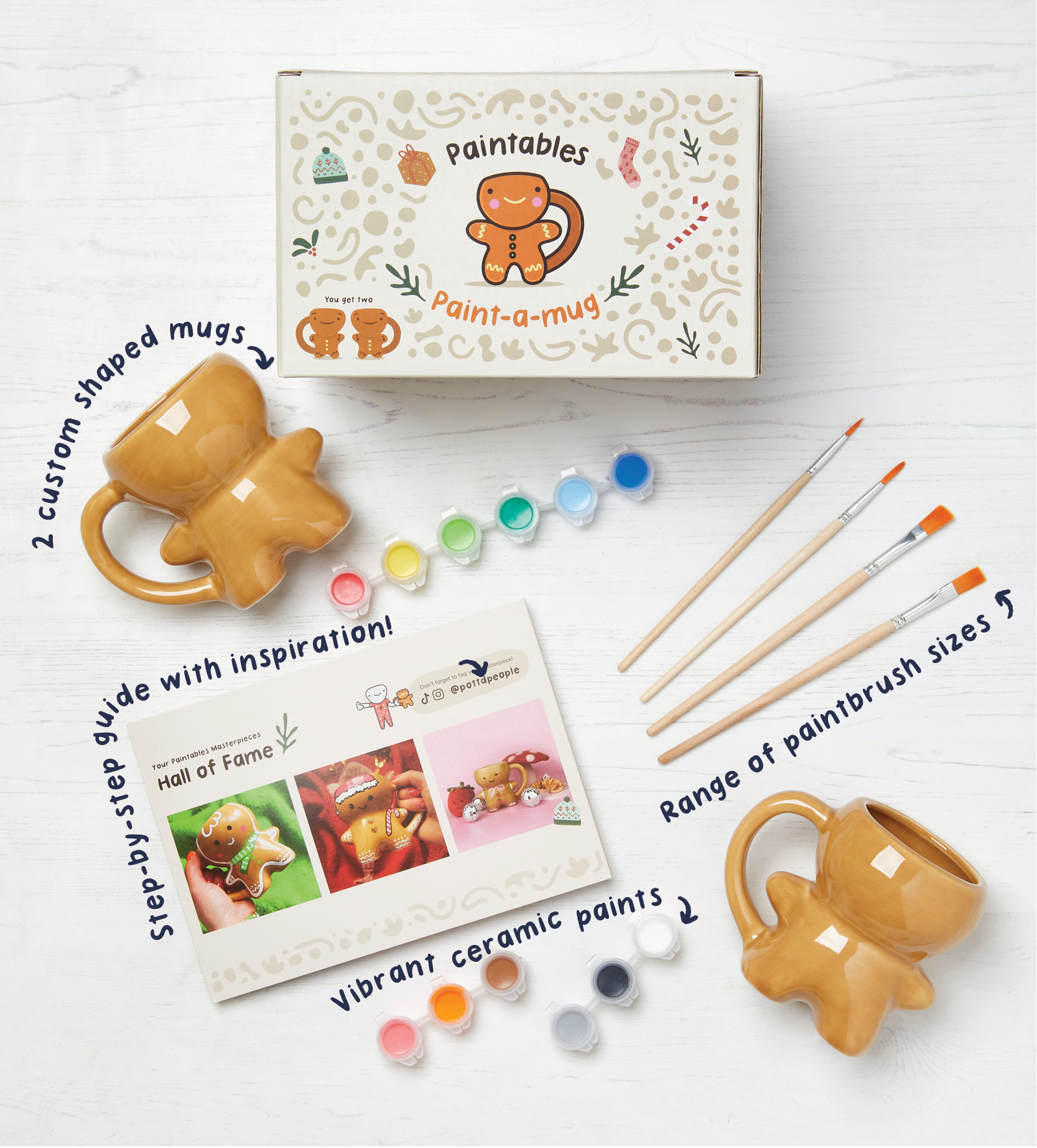 Pott'd Painting Kits Tazza Pan di Zenzero da Dipingere x2 Natalizia