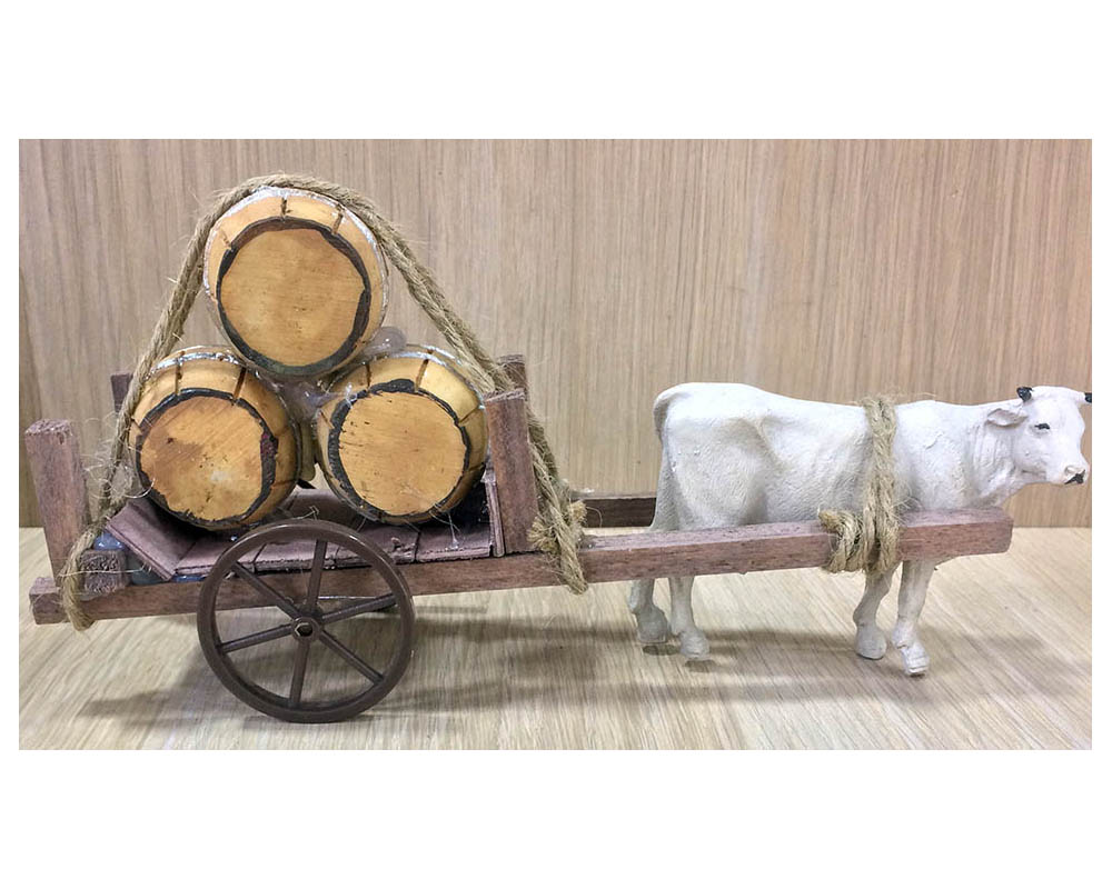 Ditta Montanini SB3 Carro con Bue e Botte Presepe H 7 cm